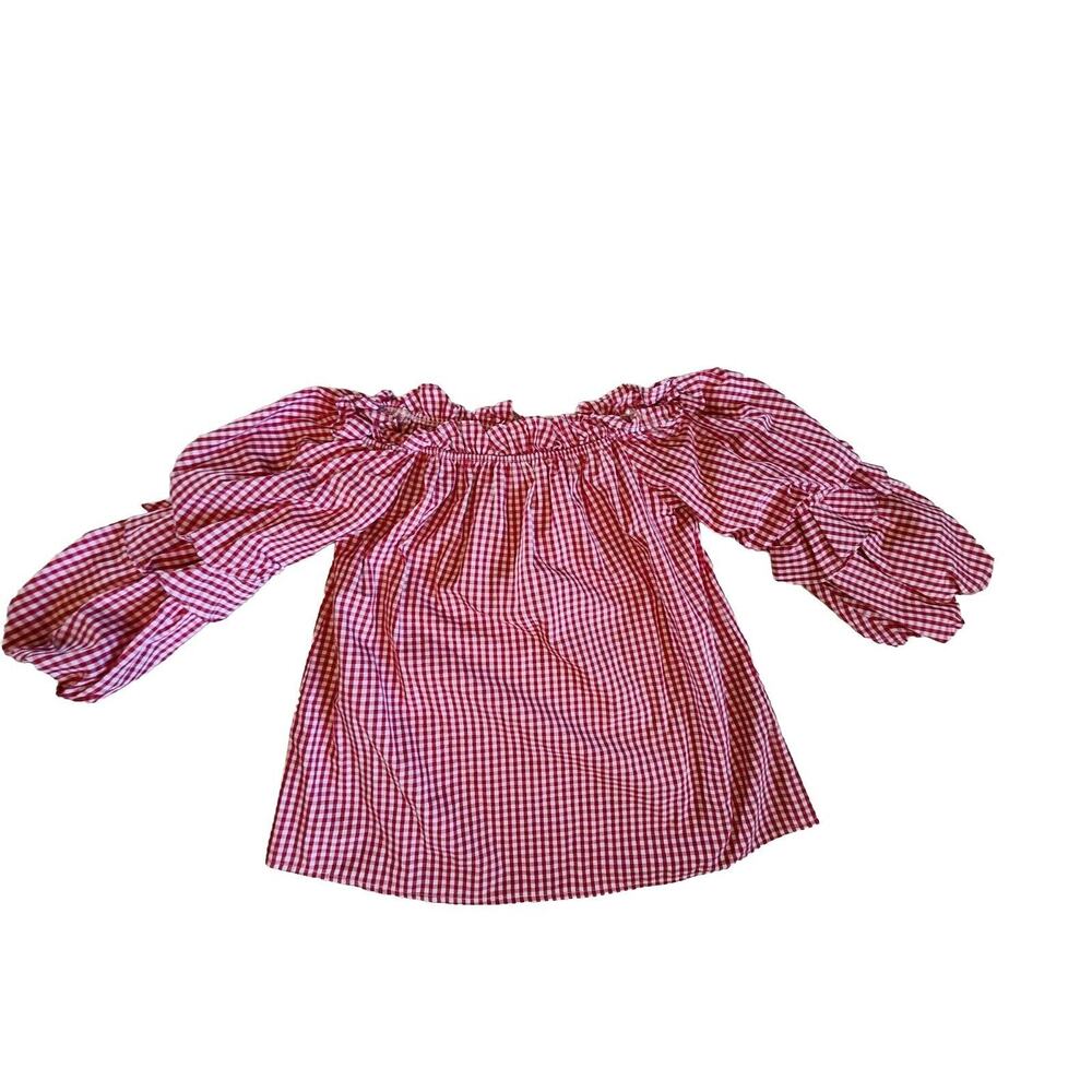 Anthropologie Entro Top Red And White Checkered